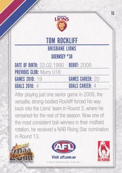 2011 Select AFL Champions #16 Tom Rockliff Back